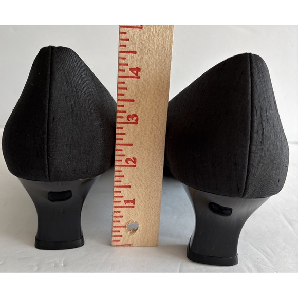 Abella Laura Peep-Toe Heels Size 9 Excellent Condition Black‎ Taffeta Fabric - Picture 3 of 7